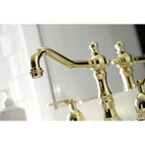 Whitaker Two-Handle 3-Hole Deck Mount Widespread Bathroom Faucet with Brass Pop-Up