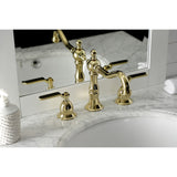 Whitaker Two-Handle 3-Hole Deck Mount Widespread Bathroom Faucet with Brass Pop-Up