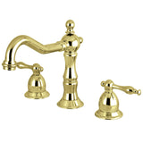 Heritage Two-Handle 3-Hole Deck Mount Widespread Bathroom Faucet with Brass Pop-Up