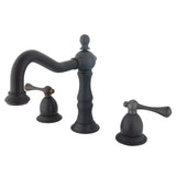 Heritage Two-Handle 3-Hole Deck Mount Widespread Bathroom Faucet with Brass Pop-Up