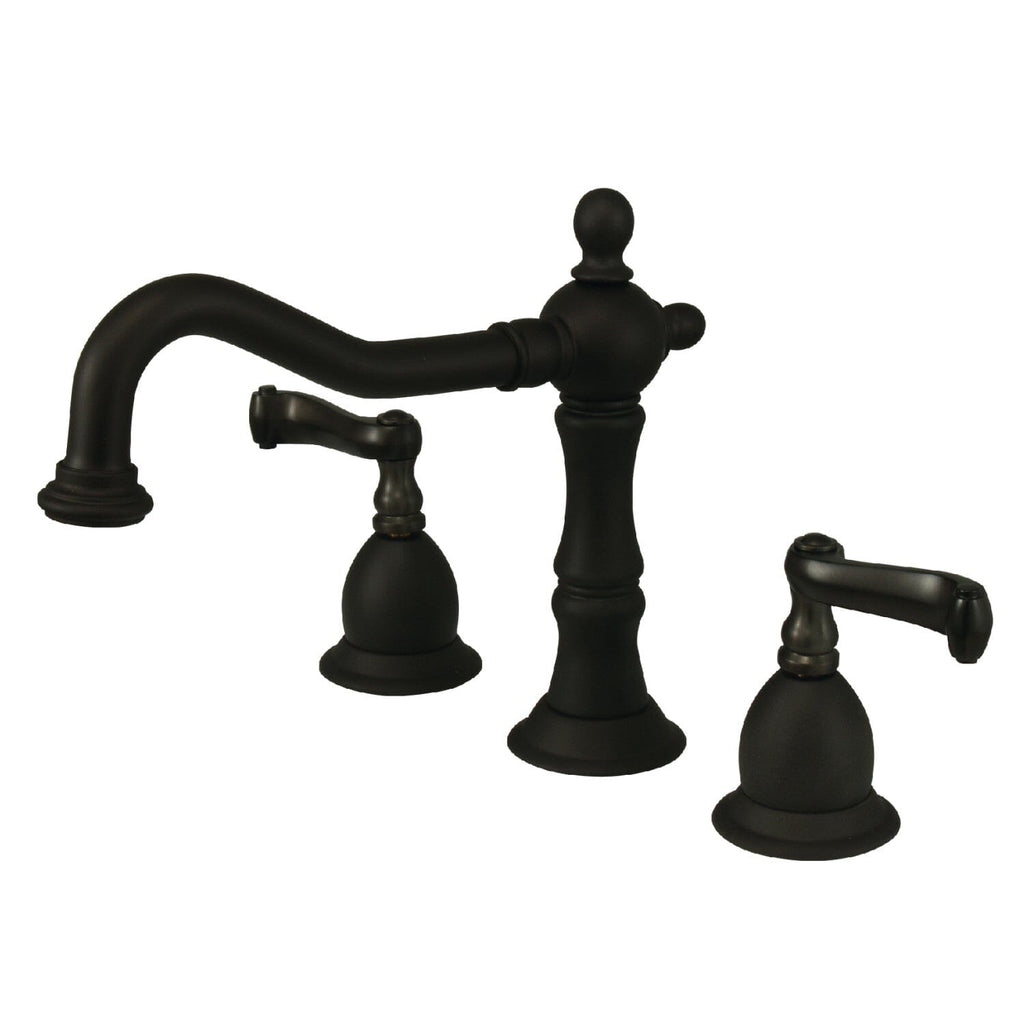 Heritage Two-Handle 3-Hole Deck Mount Widespread Bathroom Faucet with Brass Pop-Up