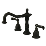 Heritage Two-Handle 3-Hole Deck Mount Widespread Bathroom Faucet with Brass Pop-Up