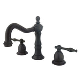 Heritage Two-Handle 3-Hole Deck Mount Widespread Bathroom Faucet with Brass Pop-Up
