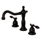 Tudor Two-Handle 3-Hole Deck Mount Widespread Bathroom Faucet with Brass Pop-Up Drain