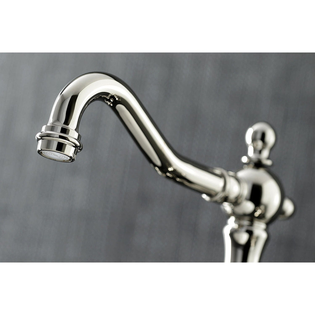 Heritage Two-Handle 3-Hole Deck Mount Widespread Bathroom Faucet with Brass Pop-Up