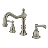Heritage Two-Handle 3-Hole Deck Mount Widespread Bathroom Faucet with Brass Pop-Up