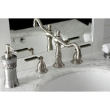 Whitaker Two-Handle 3-Hole Deck Mount Widespread Bathroom Faucet with Brass Pop-Up