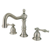Heritage Two-Handle 3-Hole Deck Mount Widespread Bathroom Faucet with Brass Pop-Up