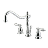 Heritage Two-Handle 3-Hole Deck Mount Widespread Bathroom Faucet with Brass Pop-Up