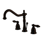 Heritage Two-Handle 3-Hole Deck Mount Widespread Bathroom Faucet with Brass Pop-Up