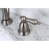 Heritage Two-Handle 3-Hole Deck Mount Widespread Bathroom Faucet with Brass Pop-Up
