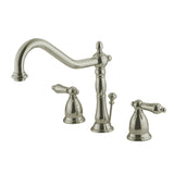 Heritage Two-Handle 3-Hole Deck Mount Widespread Bathroom Faucet with Brass Pop-Up