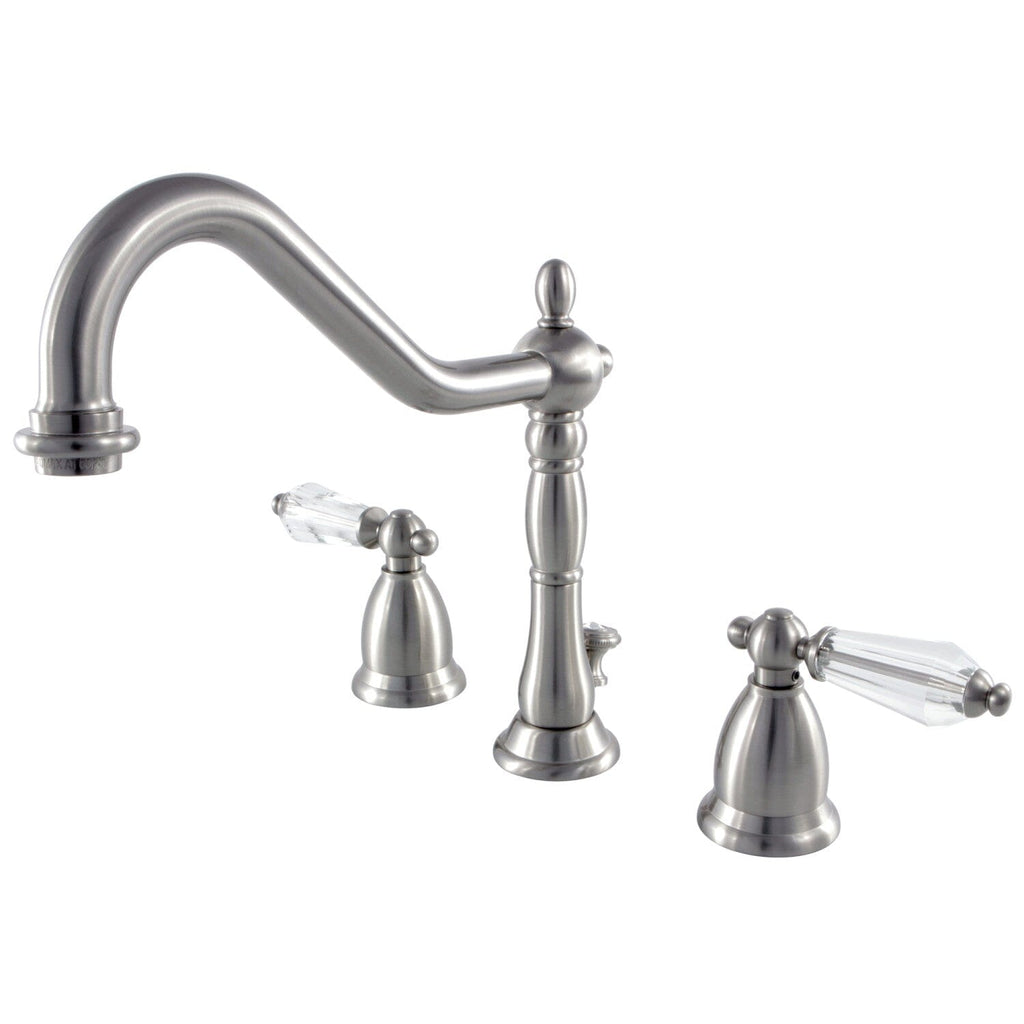 Wilshire Two-Handle 3-Hole Deck Mount Widespread Bathroom Faucet with Brass Pop-Up Drain