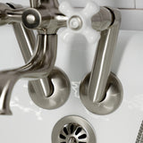 Kingston Three-Handle 2-Hole Tub Wall Mount Clawfoot Tub Faucet with Hand Shower