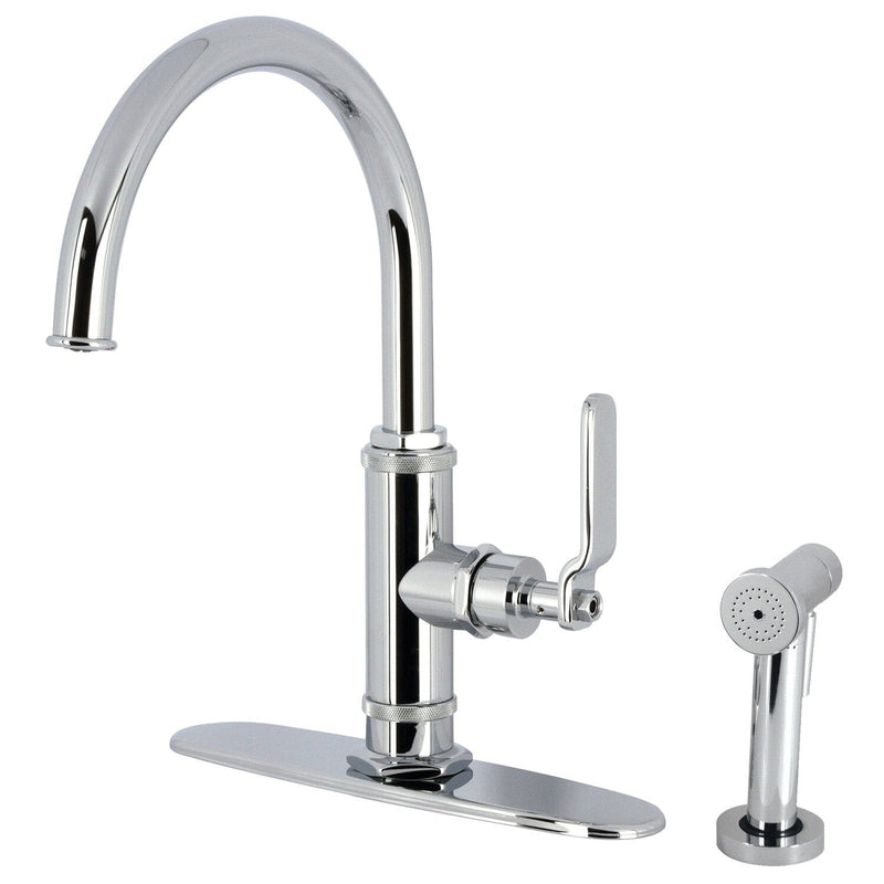 Whitaker Single-Handle 2-Hole Deck Mount Kitchen Faucet with Brass Side Sprayer
