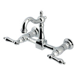 Heritage Double-Handle 2-Hole Wall-Mount Bridge Kitchen Faucet