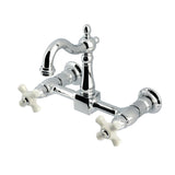 Heritage Double-Handle 2-Hole Wall-Mount Bridge Kitchen Faucet