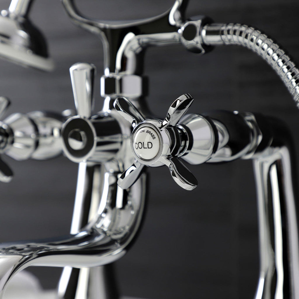 Essex Three-Handle 2-Hole Deck-Mount Clawfoot Tub Faucet with Hand Shower