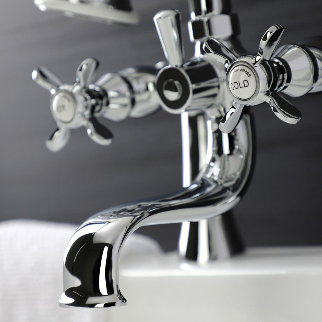 Essex Three-Handle 2-Hole Deck-Mount Clawfoot Tub Faucet with Hand Shower