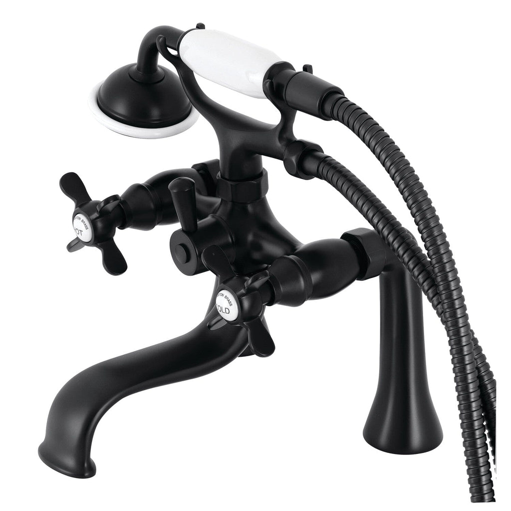Essex Three-Handle 2-Hole Deck-Mount Clawfoot Tub Faucet with Hand Shower