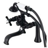 Essex Three-Handle 2-Hole Deck-Mount Clawfoot Tub Faucet with Hand Shower