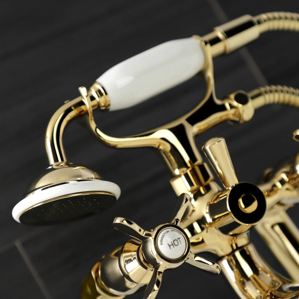 Essex Three-Handle 2-Hole Deck-Mount Clawfoot Tub Faucet with Hand Shower