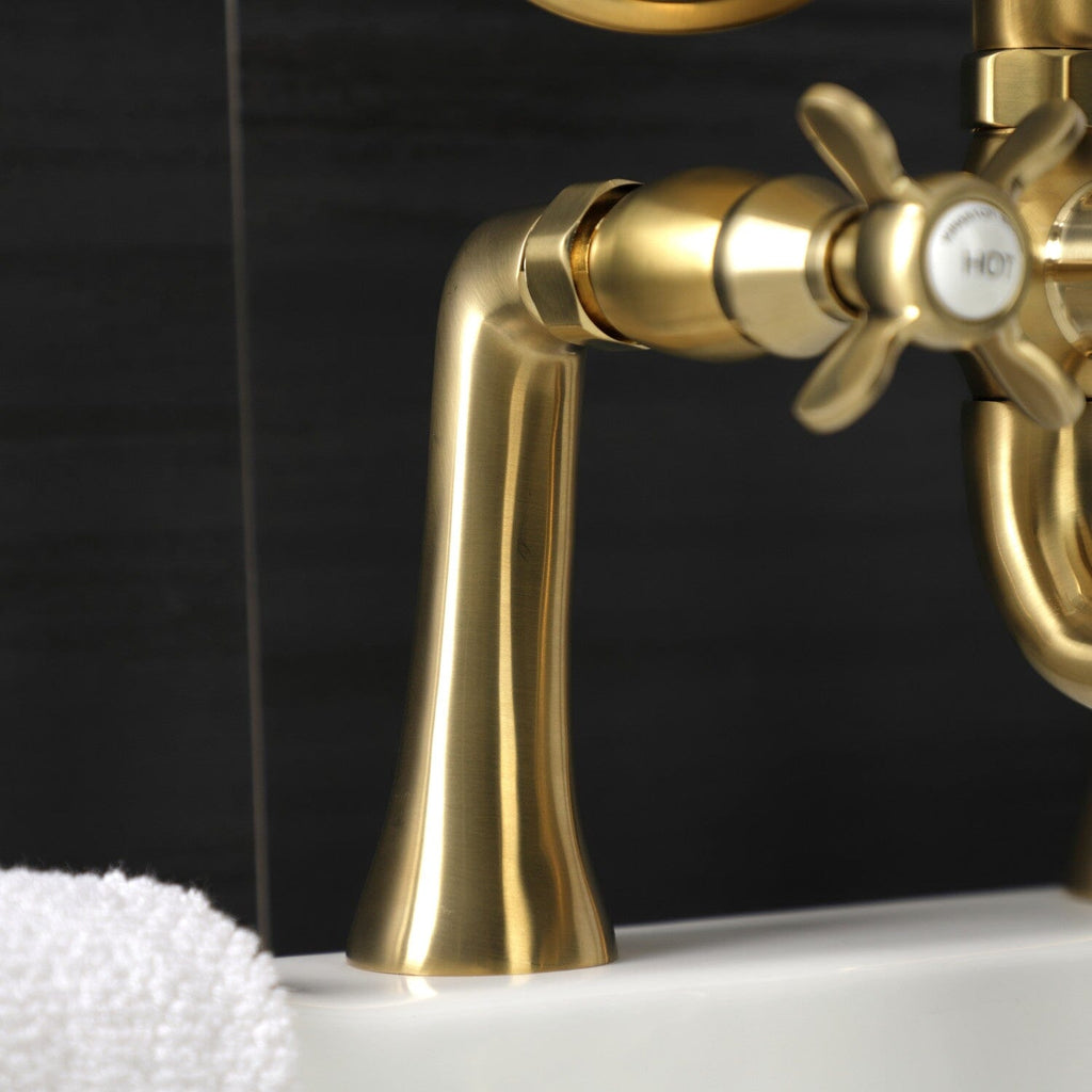 Essex Three-Handle 2-Hole Deck-Mount Clawfoot Tub Faucet with Hand Shower