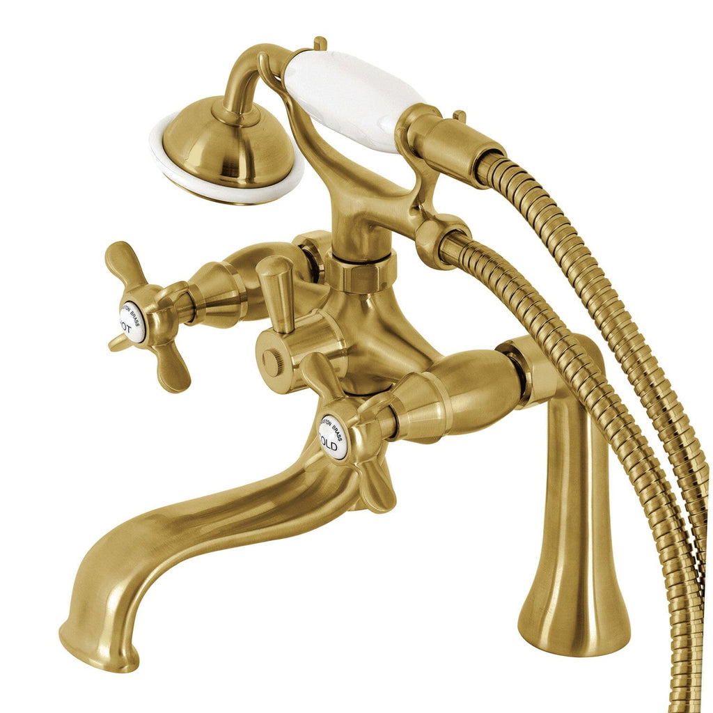 Essex Three-Handle 2-Hole Deck-Mount Clawfoot Tub Faucet with Hand Shower