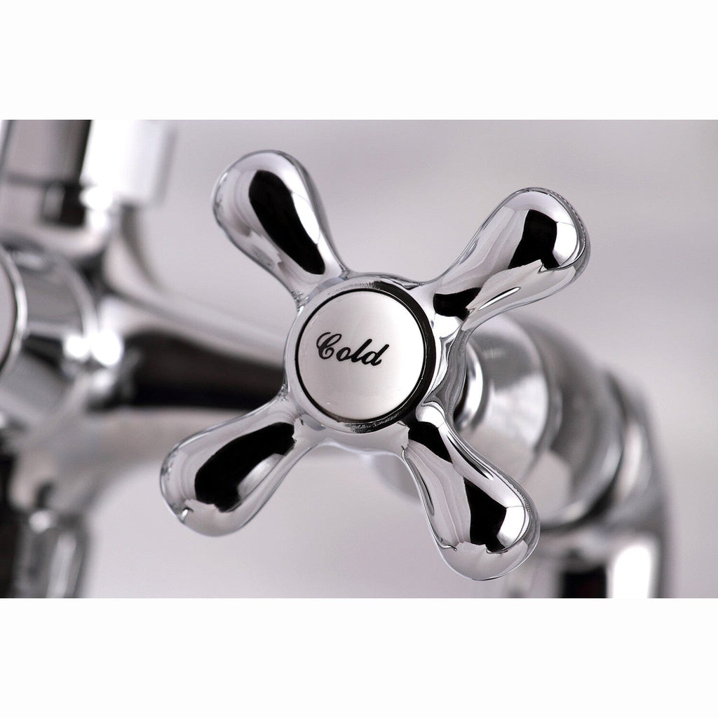 Kingston Three-Handle 2-Hole Deck-Mount Clawfoot Tub Faucet with Hand Shower