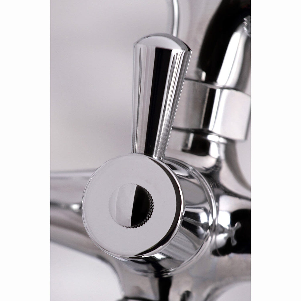 Kingston Three-Handle 2-Hole Deck-Mount Clawfoot Tub Faucet with Hand Shower