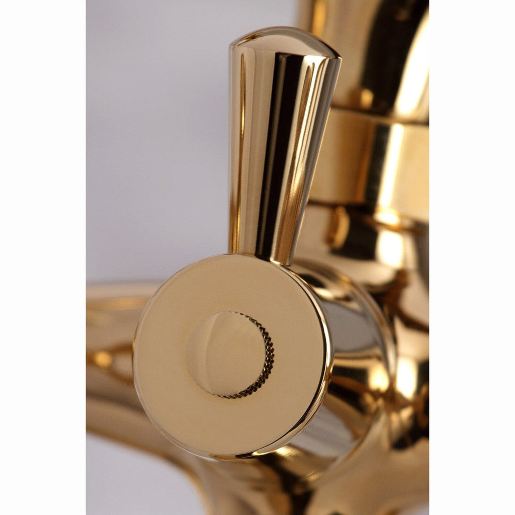 Kingston Three-Handle 2-Hole Deck-Mount Clawfoot Tub Faucet with Hand Shower