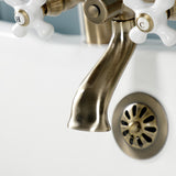Kingston Three-Handle 2-Hole Deck-Mount Clawfoot Tub Faucet with Hand Shower