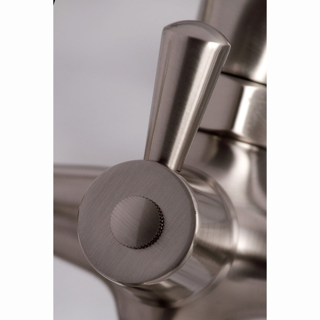 Kingston Three-Handle 2-Hole Deck-Mount Clawfoot Tub Faucet with Hand Shower