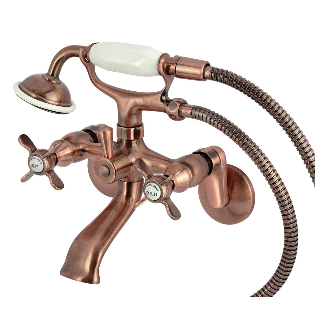 Essex Three-Handle 2-Hole Tub Wall Mount Clawfoot Tub Faucet with Hand Shower