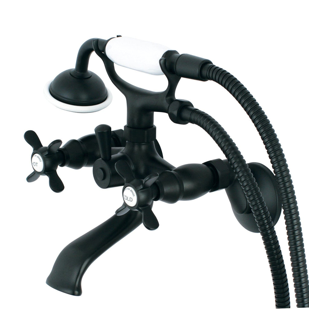 Essex Three-Handle 2-Hole Tub Wall Mount Clawfoot Tub Faucet with Hand Shower