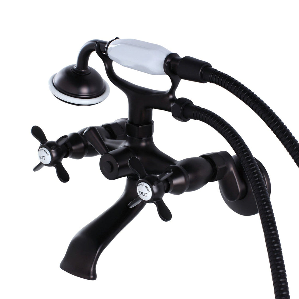Essex Three-Handle 2-Hole Tub Wall Mount Clawfoot Tub Faucet with Hand Shower