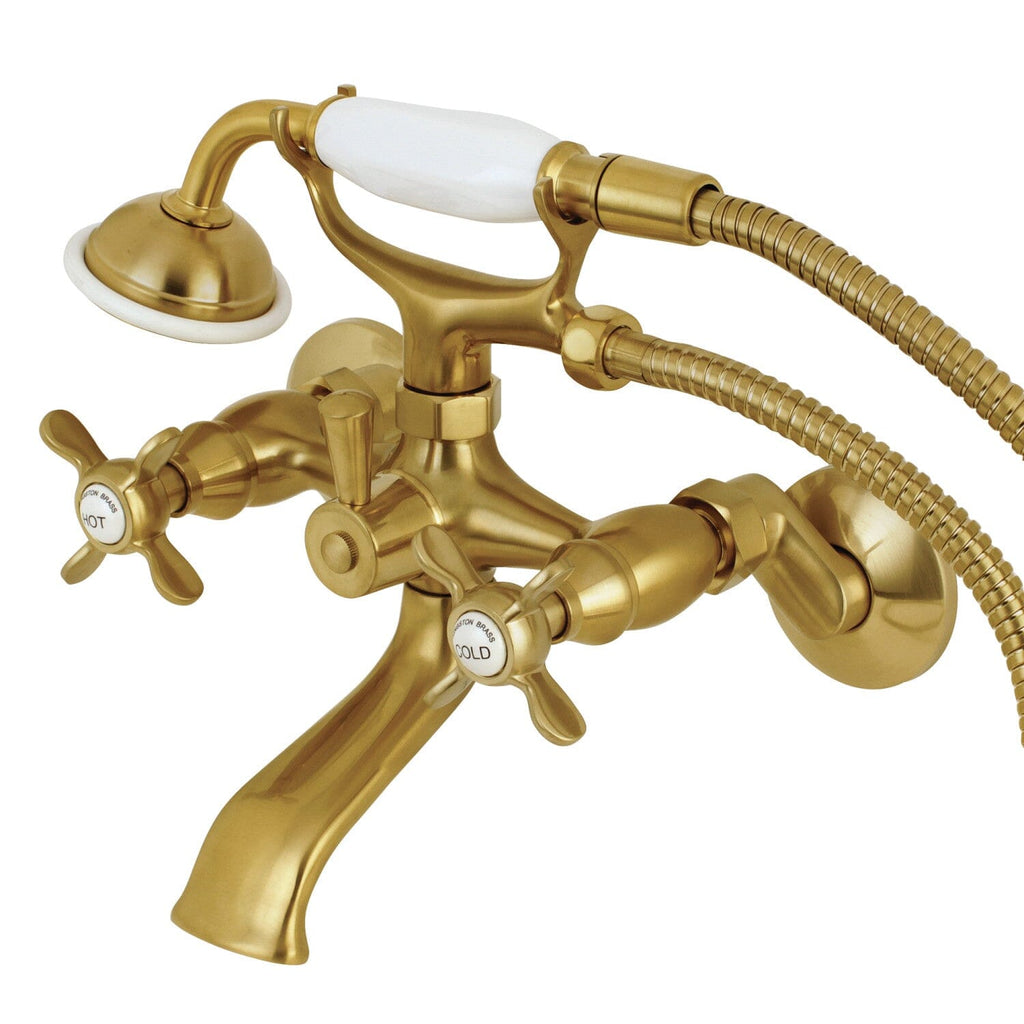 Essex Three-Handle 2-Hole Tub Wall Mount Clawfoot Tub Faucet with Hand Shower
