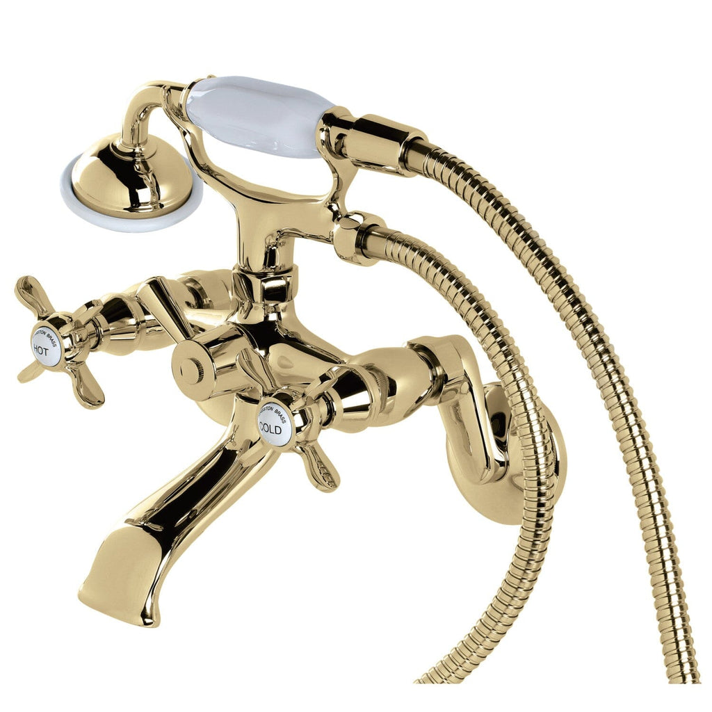 Essex Three-Handle 2-Hole Wall Mount Clawfoot Tub Faucet with Hand Shower