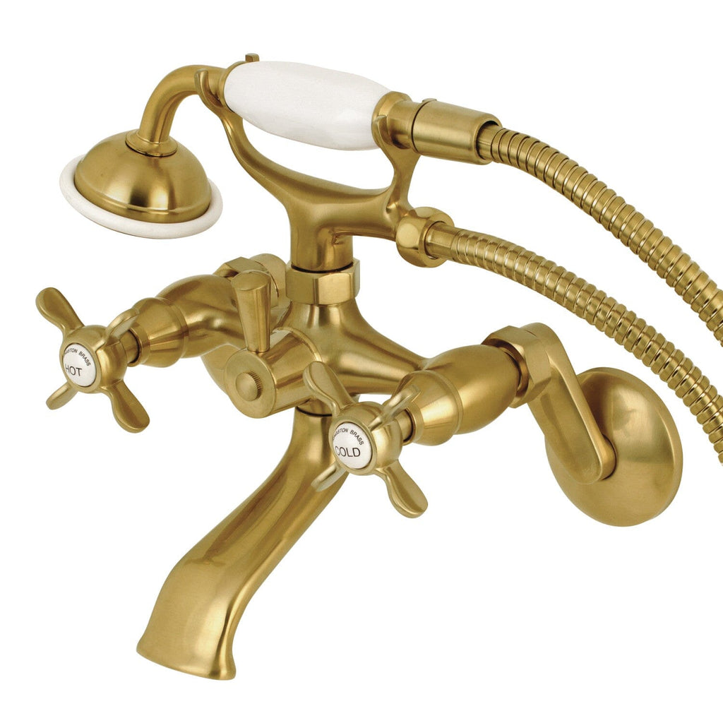 Essex Three-Handle 2-Hole Wall Mount Clawfoot Tub Faucet with Hand Shower