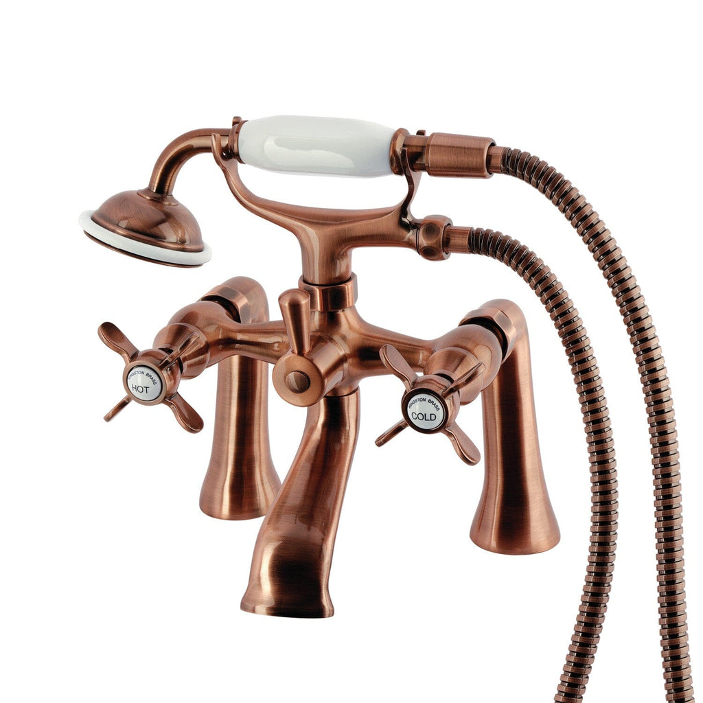 Essex Three-Handle 2-Hole Deck-Mount Clawfoot Tub Faucet with Hand Shower