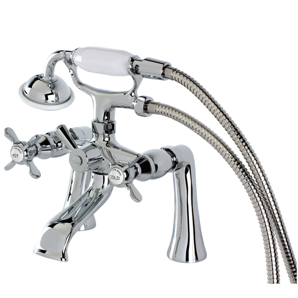 Essex Three-Handle 2-Hole Deck-Mount Clawfoot Tub Faucet with Hand Shower