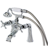Essex Three-Handle 2-Hole Deck-Mount Clawfoot Tub Faucet with Hand Shower