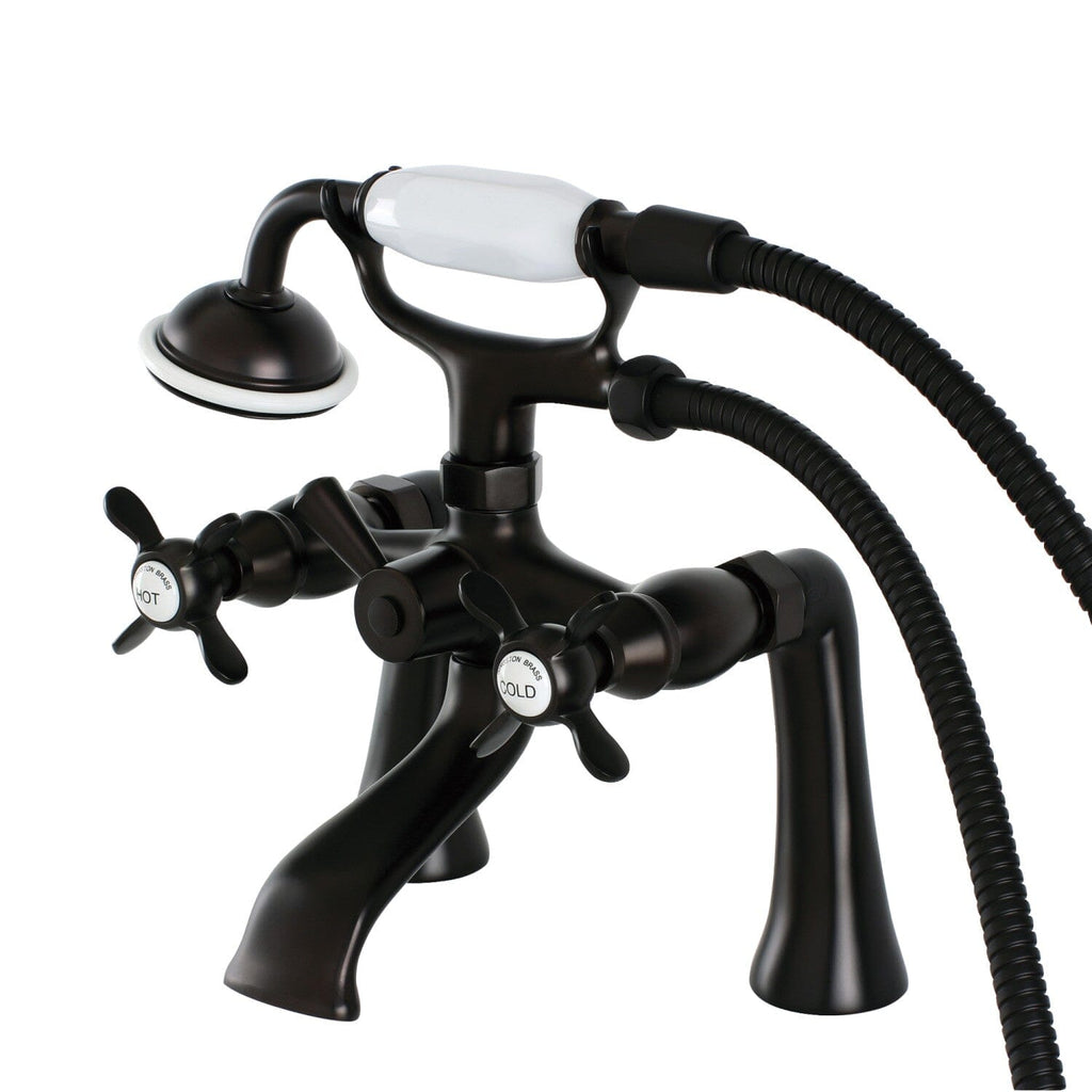 Essex Three-Handle 2-Hole Deck-Mount Clawfoot Tub Faucet with Hand Shower