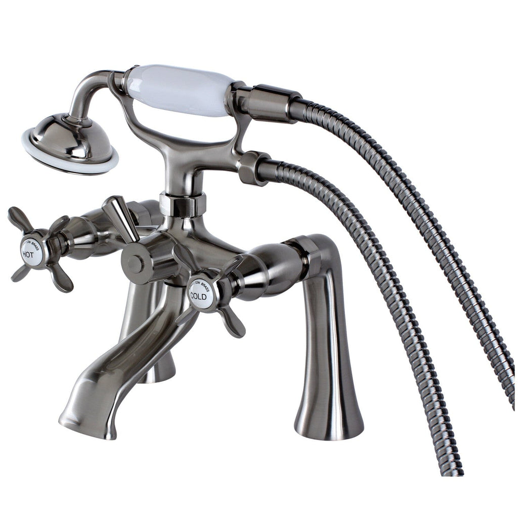 Essex Three-Handle 2-Hole Deck-Mount Clawfoot Tub Faucet with Hand Shower