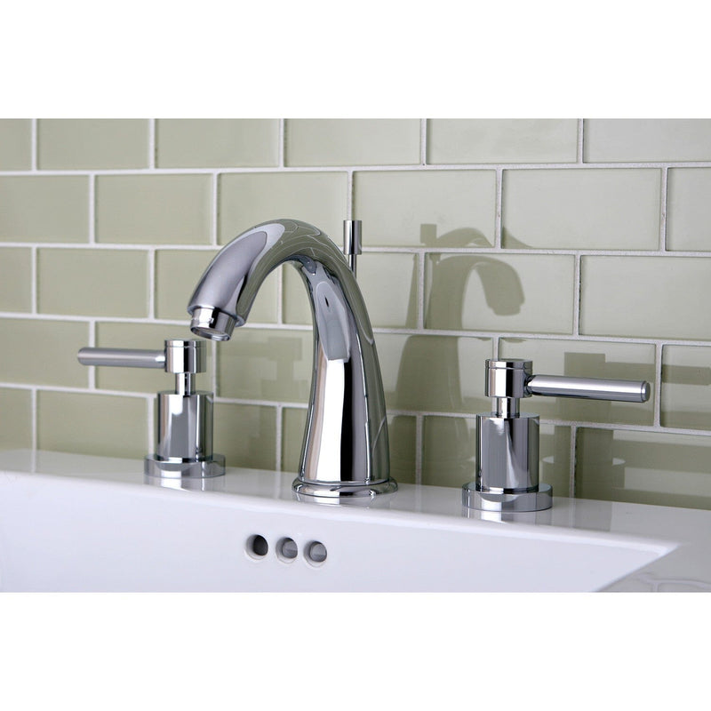 Concord Two-Handle 3-Hole Deck Mount Widespread Bathroom Faucet with Brass Pop-Up Drain