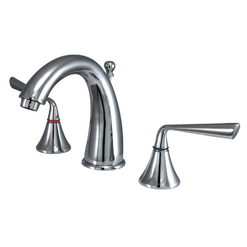 Silver Sage Two-Handle 3-Hole Deck Mount Widespread Bathroom Faucet with Brass Pop-Up