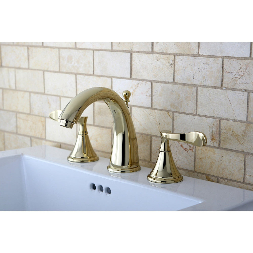 Century Two-Handle 3-Hole Deck Mount Widespread Bathroom Faucet with Brass Pop-Up
