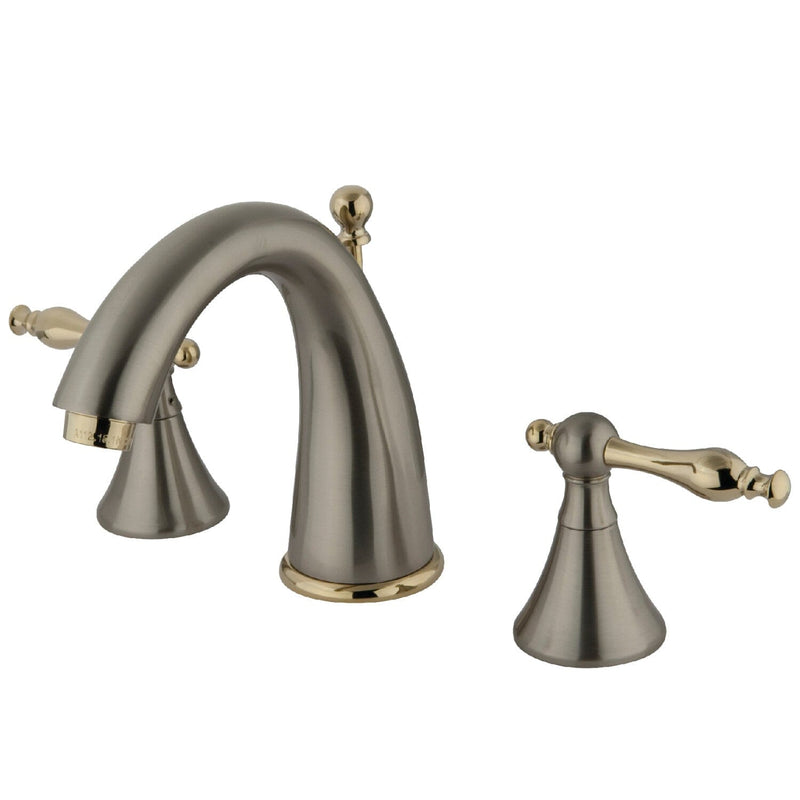 Naples Two-Handle 3-Hole Deck Mount Widespread Bathroom Faucet with Brass Pop-Up
