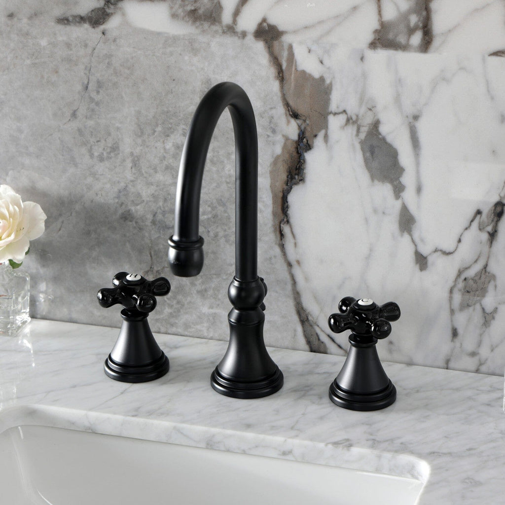 Duchess Two-Handle 3-Hole Deck Mount Widespread Bathroom Faucet with Brass Pop-Up Drain