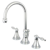 Governor Two-Handle 3-Hole Deck Mount Widespread Bathroom Faucet with Brass Pop-Up